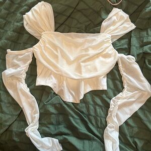 White Off-Shoulder Draped Corset Top